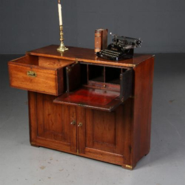 Antieke kast / Campaign desk / op-reisbureau / in mahonie ca. 1840 met lade en bureau (No.550743)