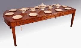 Antieke tafel / 2,60 m. lange schrijftafel /eetkamertafel met 3 laden  (No.474335)