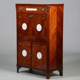 Secretaire Abattant of klepbureau met 4 biscuit panelen prachtig ingelegd ca 1790 (No.260650)