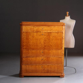 Antieke  bureaus / klepbureau of secretaire in blond berken met 15 laden en een deurtje (No.722111)