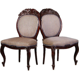 Antieke stoelen / Stel van 2 Hollandse kolossale Koloniale salonzetels in palissander ca. 1875 (No.541743)