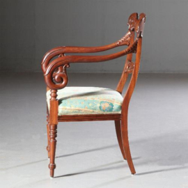 Antieke armstoelen / Stel Willem III Armstoelen / Bureaustoelen ca. 1870 mahonie incl herstofferen naar wens (No.630131)