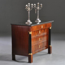Antieke kast / Empire commode in mahonie ca. 1820 antraciet marmer (No.212252)