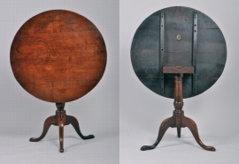 antieke bijzettafels / Ronde tilttop table George III in eikenhout ca. 1800 (No.86490)