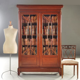 Antieke kast / Hollandse mahoniehouten boekenkast / servieskast ca. 1860 bijzonder fijne kwaliteit meubelmakerswerk (No.170354)