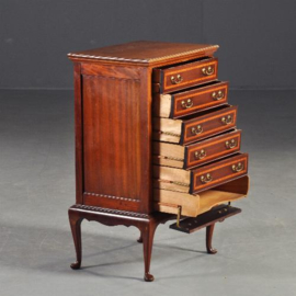 Antieke kast / muziekkastje of archiefkastje ca. 1895 met  6 laden met neerklapbare frontjes (No.212249)