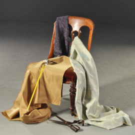 Antieke stoelen / Met stof naar keus stel van 8 comfortabele Engelse mahonie gondola stoelen ca. 1860  (No.142129)