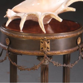 Antieke bijzettafel / Franse uitbundige lampetafel ca. 1900 mahonie, brons en metaal (No.780154)