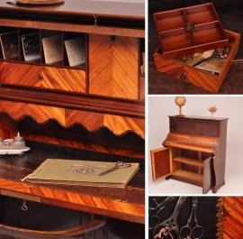 Antieke bureaus / Hollands pianovormig bureau ca. 1850 mahonie met rozenhout (No.473101)