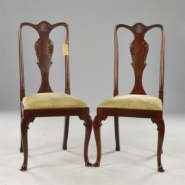 Antieke stoelen / Stel van 8 "Pander" eetkamerstoelen waarvan 2 met armleuningen in mahonie ca. 1900 (No.590202)