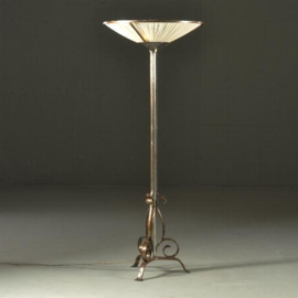 Antiek varia / Art Deco staande schemerlamp of vloerlamp ca. 1925 met zijde bespanning (No.989963)