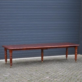 Antieke tafel / Engelse mahonie coulissentafel ca. 1885 met 4 inlegbladen  (No.911755)