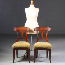 Antieke stoelen / Stel van 6 mahonie Biedermeier stoelen ca. 1820 incl bekleding naar wens (No.722119)