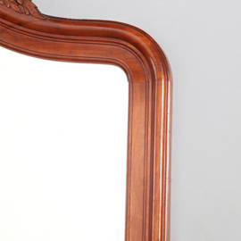 Antieke spiegels / Grote schouwspiegel in mahonie ca 1885 facet geslepen gestoken kuif (No.891540)