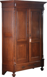 Antieke kast / Strakke Hollandse twee-deurskast ca. 1890 met verstelbare planken (No.950459)