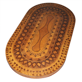 Art Deco ovale eetkamertafel feestelijk ingelegd met geometrische patronen ca 1925 (No.440540)