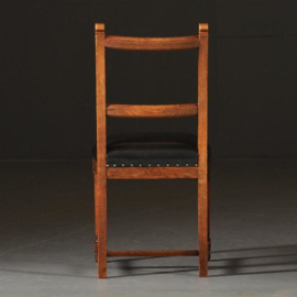 Antieke stoelen / Stel van 8 stoelen met zwart leer ca. 1885 - Rijks universiteit Leiden (No.272151)