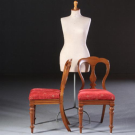 Antieke stoelen / Stel van 6 vroeg Victoriaanse mahonie  eetkamerstoelen  ca. 1870 met viool-vormige rugregel Incl. stoffering naar wens (No.681422)