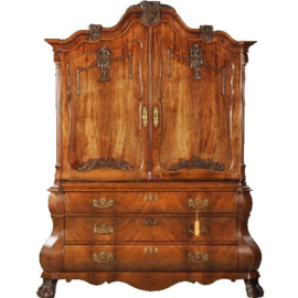 Antieke kast / Dubbel gebogen rococo kabinet met drempeldeuren (No.450211)