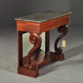 Antieke bijzettafels / wandtafel / Trumeau ca. 1830 met groen geaderd marmer (No.101742)