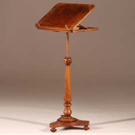 Antieke bijzettafel / Hollandse laat biedermeier lezenaar in mahonie met brons (No.892901)