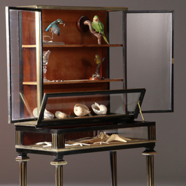 Pianovormige verzamelaars vitrine of display-cabinet in brons met zwart ca 1880 (No.950145)