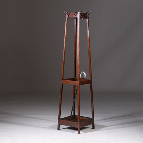 Staande kapstok Art Deco gemerkt: Angus Engeland ca. 1910 Eikenhout (No.311405)