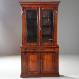 Antieke kast / Klein boekenkastje / servieskastje ± 1880 Victoriaans in mahonie (No.842461)