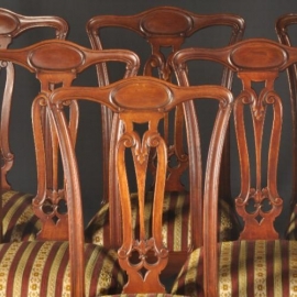 Antieke stoelen / Set van 6 mahonie eetkamerstoelen met fijne brede zittingen ca. 1910 incl. (No.763291)