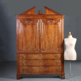 Antieke kast / Hollands blond bloemmahonie Louis Seize kabinet ca. 1795 (No.652657)