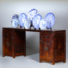 Smalle lange wandtafel of sideboard  prachtige patina ca 1890 (No.450350)
