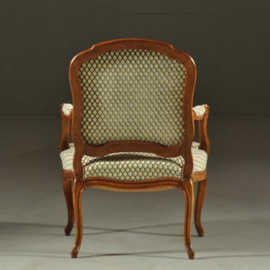 Antieke stoelen / Armstoel in Louis Quinze ca. 1875 mahonie smetteloze bekleding (No.982712)