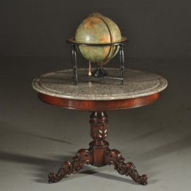 Antieke tafel / Ronde tafel met grijs geaderd marmer blad ca. 1820 Hollands (No.380963)