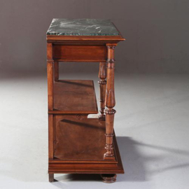 Antieke kasten / Side board / Dessert of koffiecounter noten met groen marmer ca 1880 (No.860455)