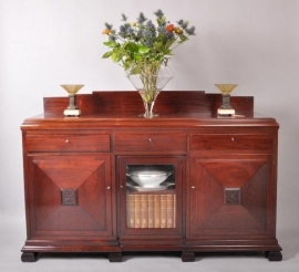 Antieke kast / Art deco dressoir in massief mahonie en teak ca. 1915 (No.77187)