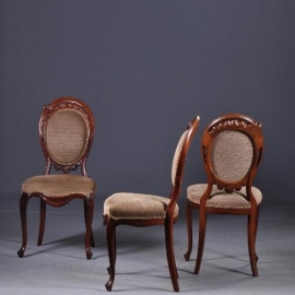 Antieke stoelen / Stel van 6 mahonie stoelen gesigneerd Horrix 'S Gravehagen, gestoken met asymmetrische kronen (No.920156)