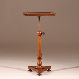 Antieke bijzettafel / Hollandse laat biedermeier lezenaar in mahonie met brons (No.892901)