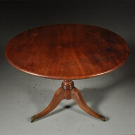 Antieke tafel / Kleine ronde mahonie eetkamertafel ca. 1860 met tilttop-mechaniek (No.440314)