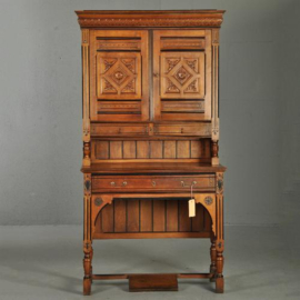 Antieke bureaus / Buro-bookcase in notenhout met zwarte accenten ca. 1890 (No.210859)