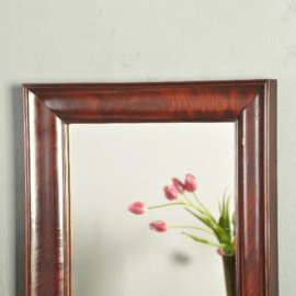 Antieke spiegels / Strakke Hollandse biedermeier bloemmahonie spiegel ca. 1830  (No.101454)