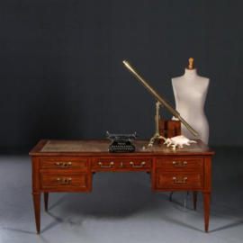 Antiek Bureau / Chique Schrijftafel in mahonie ca. 1860 met oud leer ingelegd (No.732511)