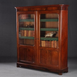 Antieke kast / Hollandse mahonie boekenkast met (uitneembare) authentieke vilten stofvangertjes (No.641753)