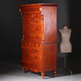 Antieke kast / Zeer hoge ladenkast 2,2 m hg / chest on chest / tallboy ca. 1850 mahonie (No.542446)