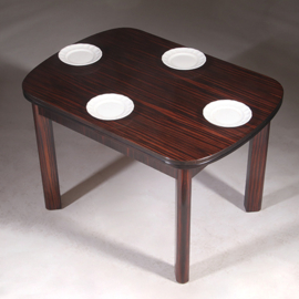 Art Deco - Mid-Century Eetkamertafel uitschuifbaar opgelegd gespiegeld palissander (No.322140)