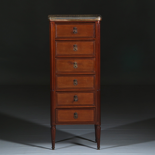 Smalle hoge Franse ladekast  Louis Seize stijl ca 1890 (No.300225)