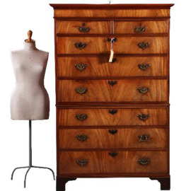 Antieke ladenkasten / Chest on Chest / Tallboy ca. 1790 in mahonie met geheim compartiment  (No.820312)