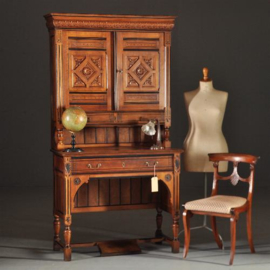 Antieke bureaus / Buro-bookcase in notenhout met zwarte accenten ca. 1890 (No.210859)