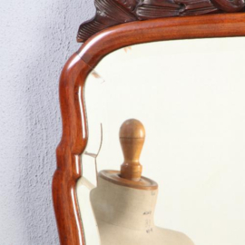 Antieke spiegel / Soesterspiegel met facet geslepen spiegelglas en afneembare kroon ±1870 (No.831733)