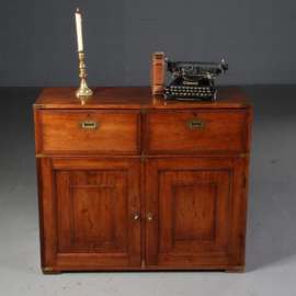 Antieke kast / Campaign desk / op-reisbureau / in mahonie ca. 1840 met lade en bureau (No.550743)