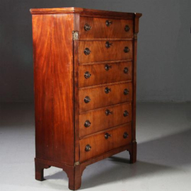 Antieke ladekasten / Hollandse Directoir Chiffoniere ca. 1800 in mahonie met bloemmahonie (No.820863)